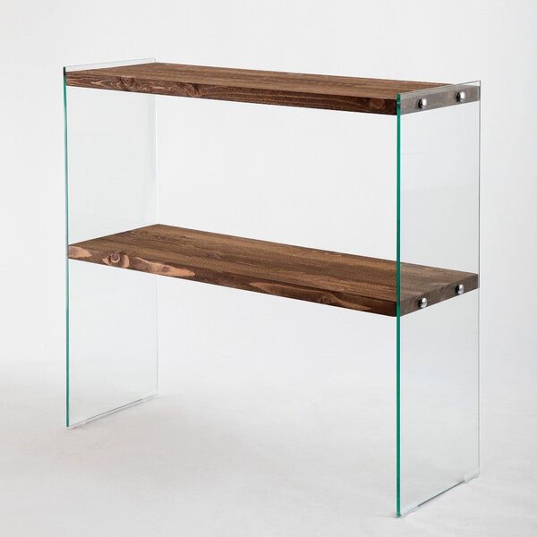 Comoda VENEDIK, nuc, sticla/lemn, 90x30x80 cm