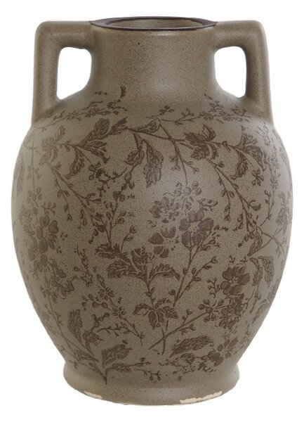 Vaza Vintage Leaves din ceramica maro 17x22 cm