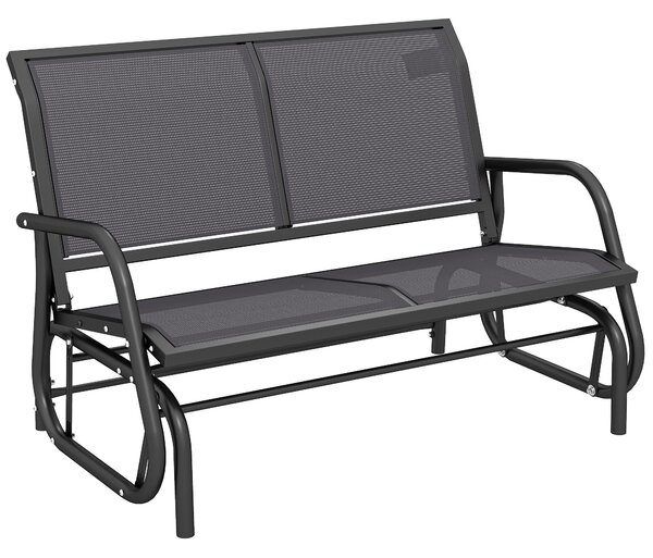 Outsunny Banca Tip Leagan 2 Locuri din Metal, Negru, 123x70x87 cm | Aosom Romania