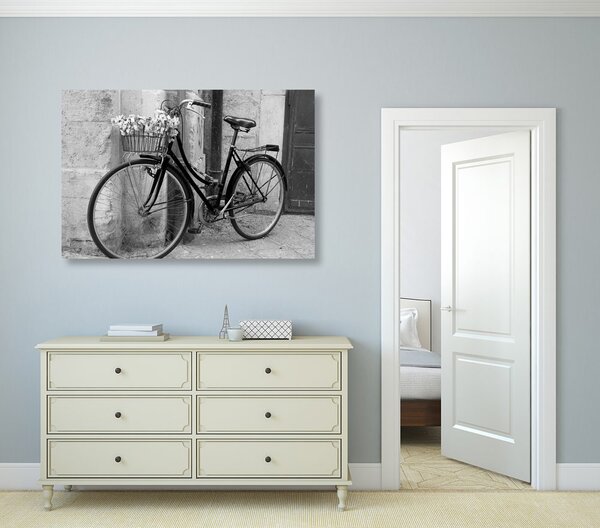 Tablou bicicletă rustică în design alb-negru