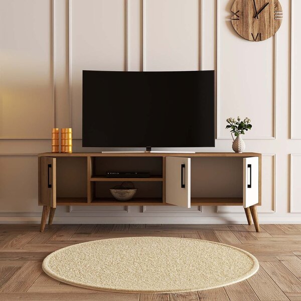 Comoda TV EXXEN-1584, stejar/alb, PAL melaminat, 150x34x52 cm