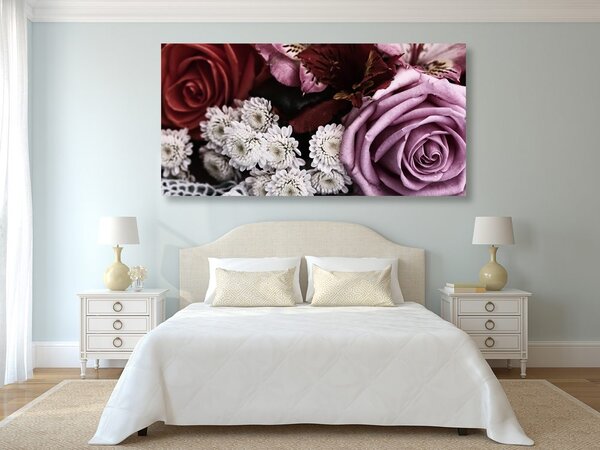 Tablou buchetul de trandafiri în stilul retro