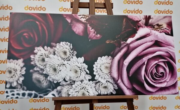 Tablou buchetul de trandafiri în stilul retro