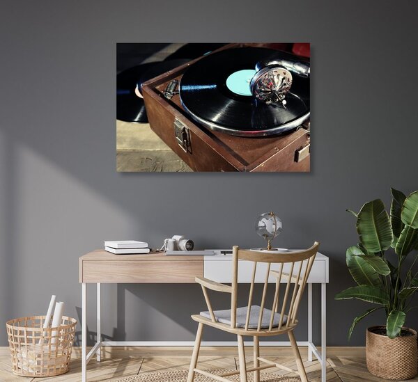 Tablou gramofon cu o placă de vinil