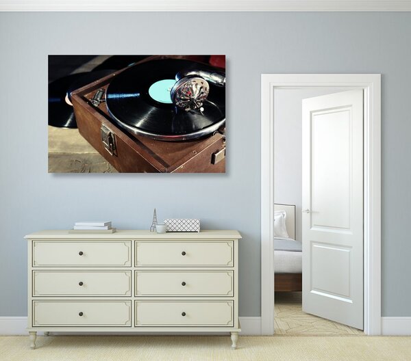 Tablou gramofon cu o placă de vinil