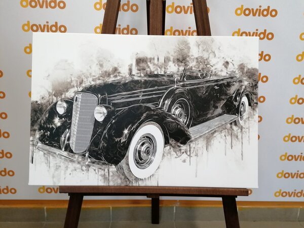 Tablou sedan retro istoric în design alb-negru