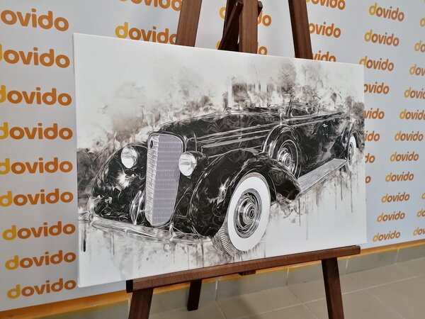 Tablou sedan retro istoric în design alb-negru