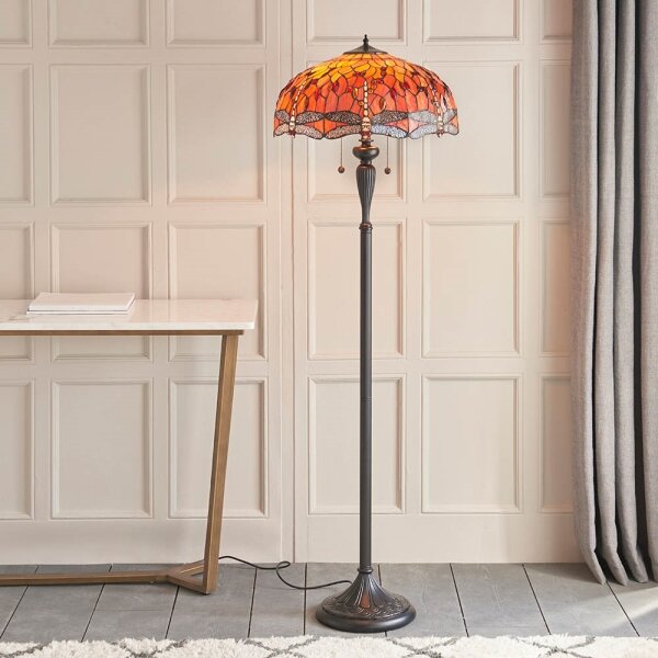 Endon 64070 - Lampadar Tiffany DRAGONFLY, 2xE27/60W/230V, diametru 50 cm