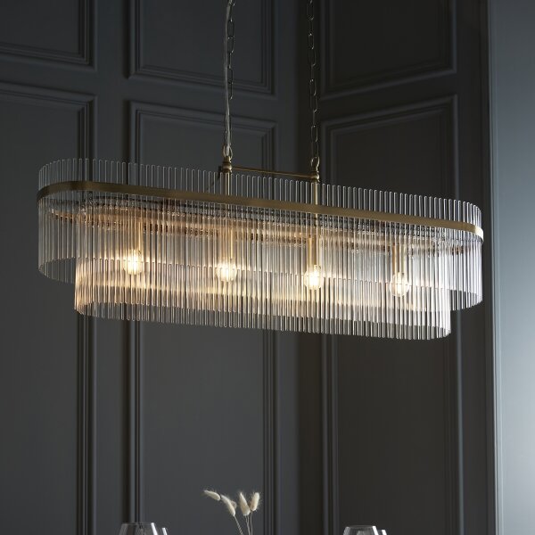 Lustră pe lanț Endon 112573 MARIETTA 4xE14/6W/230V alamă/transparent