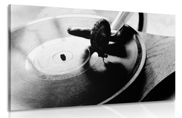 Tablou gramofon antic în design alb-negru