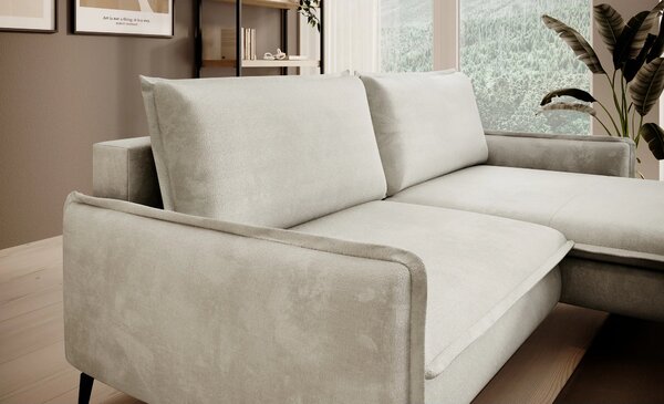 Coltar extensibil GLOSSY, sezlong dreapta, stofa catifelata bej - Rivi