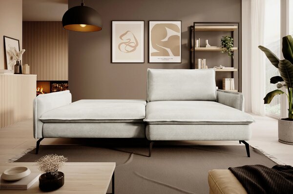 Coltar extensibil GLOSSY, sezlong dreapta, stofa catifelata bej - Rivi