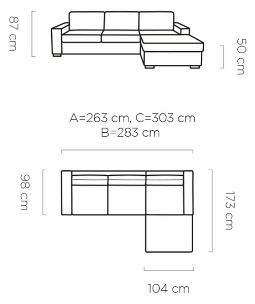 Coltar extensibil VANILLA CORNER 120, personalizabil materiale gama Of