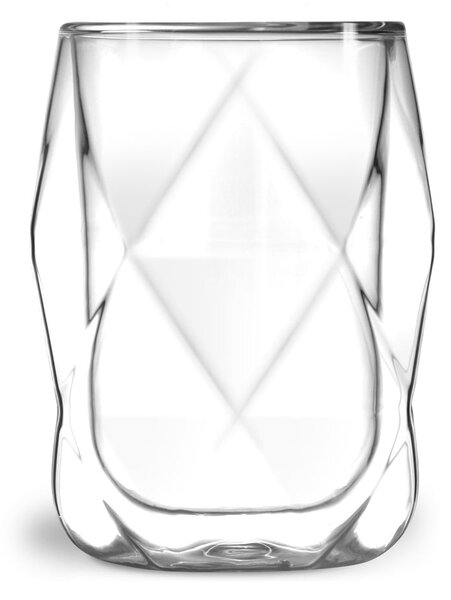 Set 2 pahare de latte cu perete dublu Vialli Design Geo, 350 ml