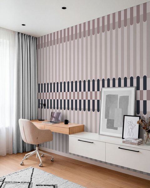 Tapet Model în dungi în nuanțe de crem și albastru închis, Fototapet Geometrie, w05150v2 : Uwalls.ro