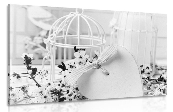 Tablou natura moartă romantică în stilul vintage în design alb-negru