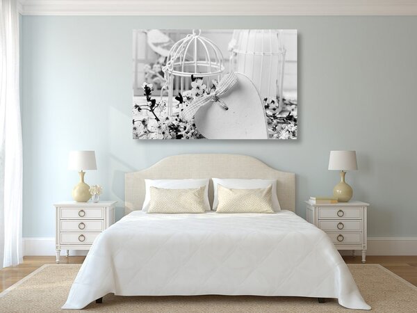 Tablou natura moartă romantică în stilul vintage în design alb-negru