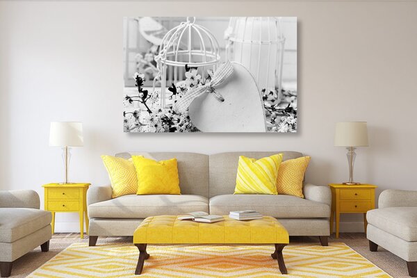 Tablou natura moartă romantică în stilul vintage în design alb-negru