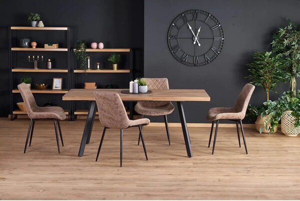 Masa extensibila BERLIN, stejar/negru, 160/220x90x76 cm