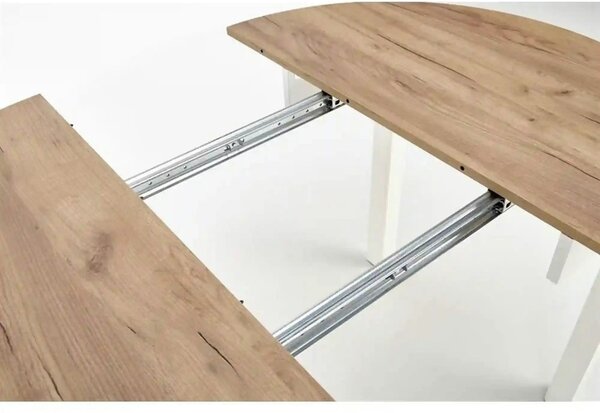 Masa bucatarie rotunda RINGO, stejar/alb, PAL furniruit, 102/142x102x7