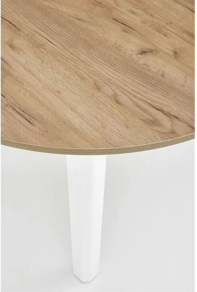 Masa bucatarie rotunda RINGO, stejar/alb, PAL furniruit, 102/142x102x7