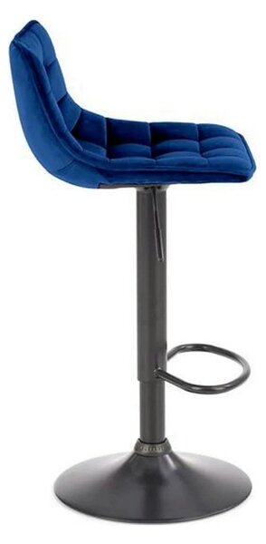 Scaun bar H95, albastru/negru, stofa catifelata/otel, 43x44x84/106 cm