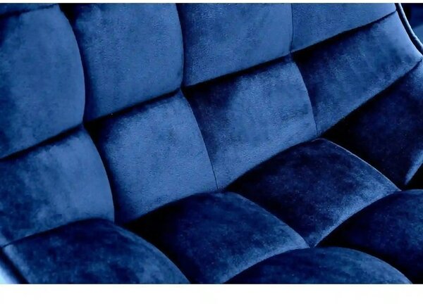 Scaun bar H95, albastru/negru, stofa catifelata/otel, 43x44x84/106 cm