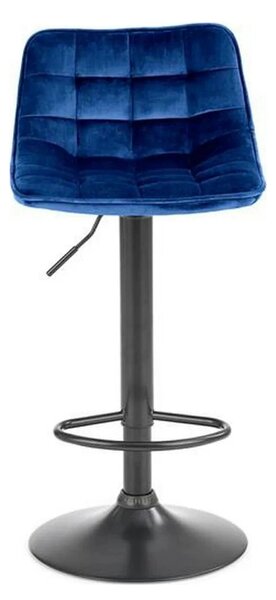 Scaun bar H95, albastru/negru, stofa catifelata/otel, 43x44x84/106 cm