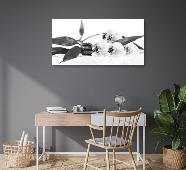 Tablou natura moartă cu pietre Zen în design alb-negru