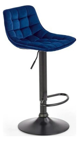 Scaun bar H95, albastru/negru, stofa catifelata/otel, 43x44x84/106 cm