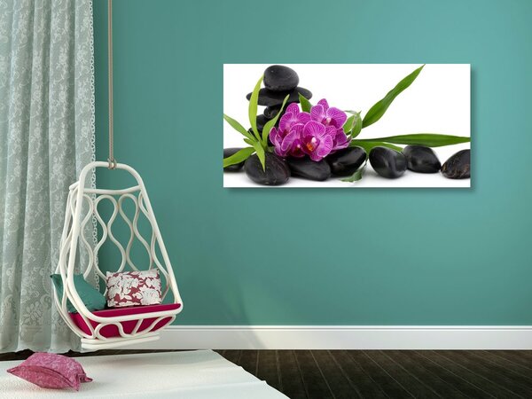 Tablou orhidee violetă în natura moartă Zen