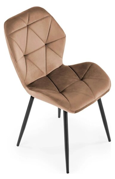 Scaun K453, bej/negru, stofa catifelata/metal, 48x53x86 cm