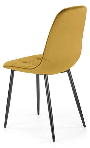 Scaun tapitat K417, galben, stofa catifelata, 44x56x87 cm