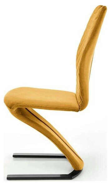 Scaun K442, galben mustar/negru, stofa catifelata/metal, 46x61x102 cm