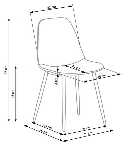 Scaun tapitat K417, negru, stofa catifelata, 44x56x87 cm