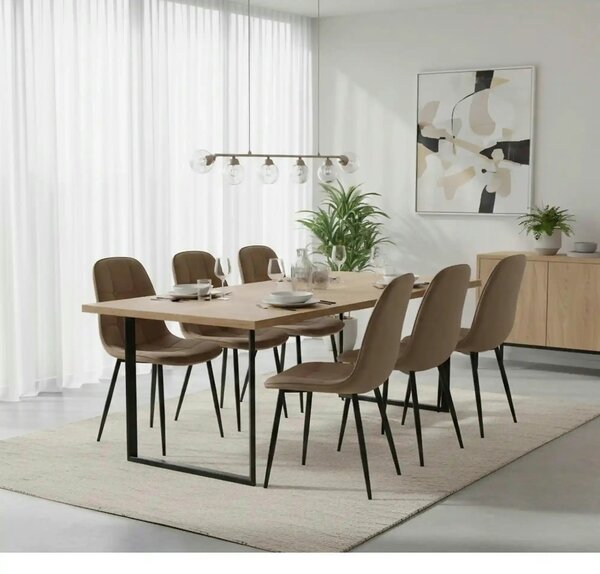 Scaun tapitat K417, bej, stofa catifelata, 44x56x87 cm