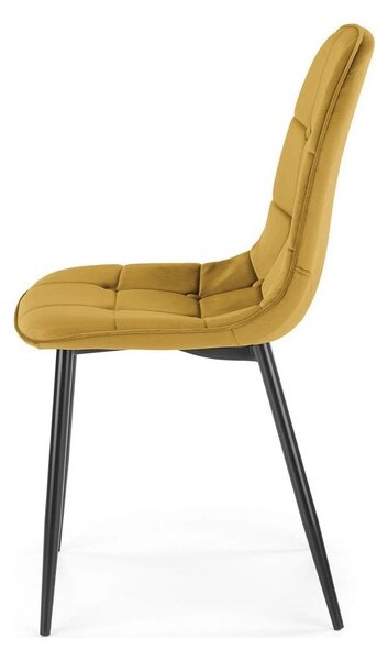 Scaun tapitat K417, galben, stofa catifelata, 44x56x87 cm