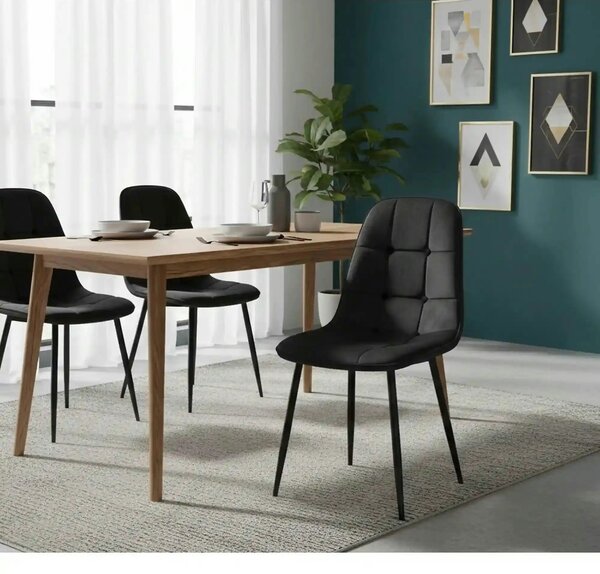 Scaun tapitat K417, negru, stofa catifelata, 44x56x87 cm