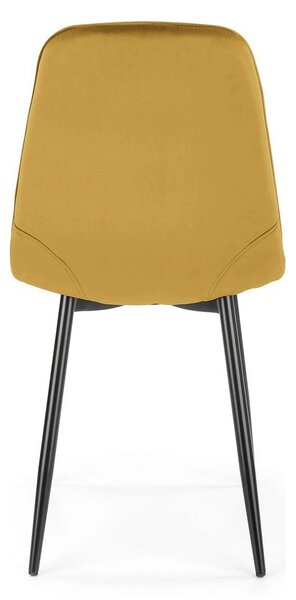 Scaun tapitat K417, galben, stofa catifelata, 44x56x87 cm