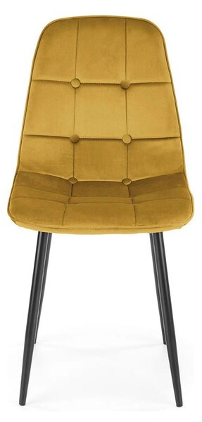 Scaun tapitat K417, galben, stofa catifelata, 44x56x87 cm