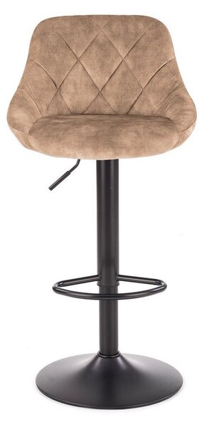 Scaun de bar rotativ H101, bej/negru, stofa catifelata/metal, 47x45x84