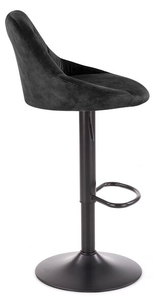 Scaun de bar rotativ H101, negru, stofa catifelata/otel, 47x45x84/106