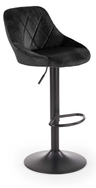 Scaun de bar rotativ H101, negru, stofa catifelata/otel, 47x45x84/106