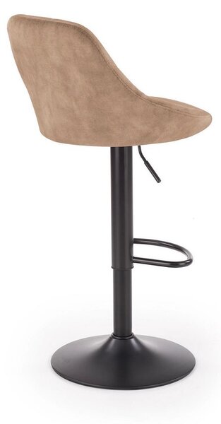 Scaun de bar rotativ H101, bej/negru, stofa catifelata/metal, 47x45x84