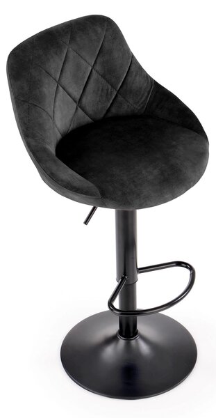 Scaun de bar rotativ H101, negru, stofa catifelata/otel, 47x45x84/106