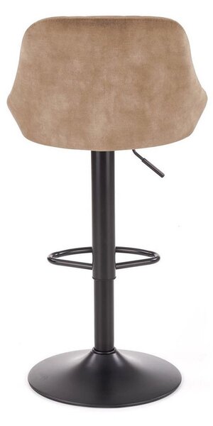 Scaun de bar rotativ H101, bej/negru, stofa catifelata/metal, 47x45x84