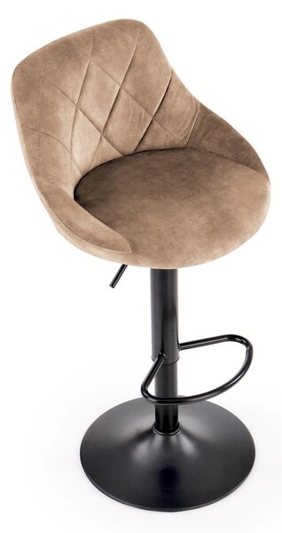 Scaun de bar rotativ H101, bej/negru, stofa catifelata/metal, 47x45x84