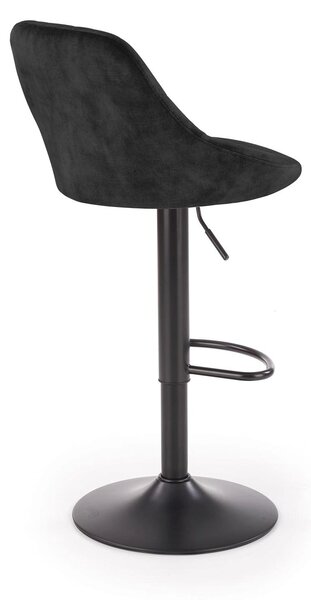 Scaun de bar rotativ H101, negru, stofa catifelata/otel, 47x45x84/106