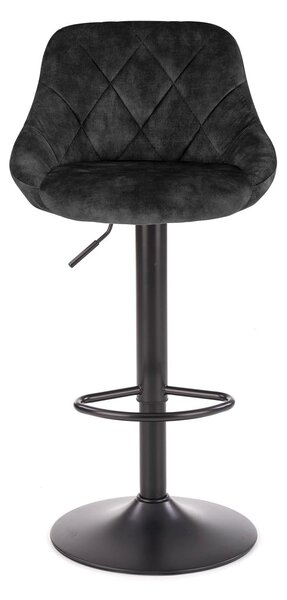 Scaun de bar rotativ H101, negru, stofa catifelata/otel, 47x45x84/106