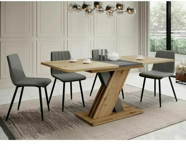 Masa extensibila EXEL, stejar artisan/gri antracit, PAL laminat, 140/1